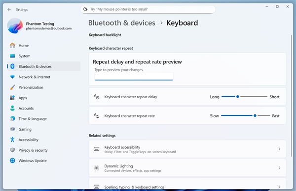 微软去控制面板化征程继续:更多键盘选项进入Windows 11设置